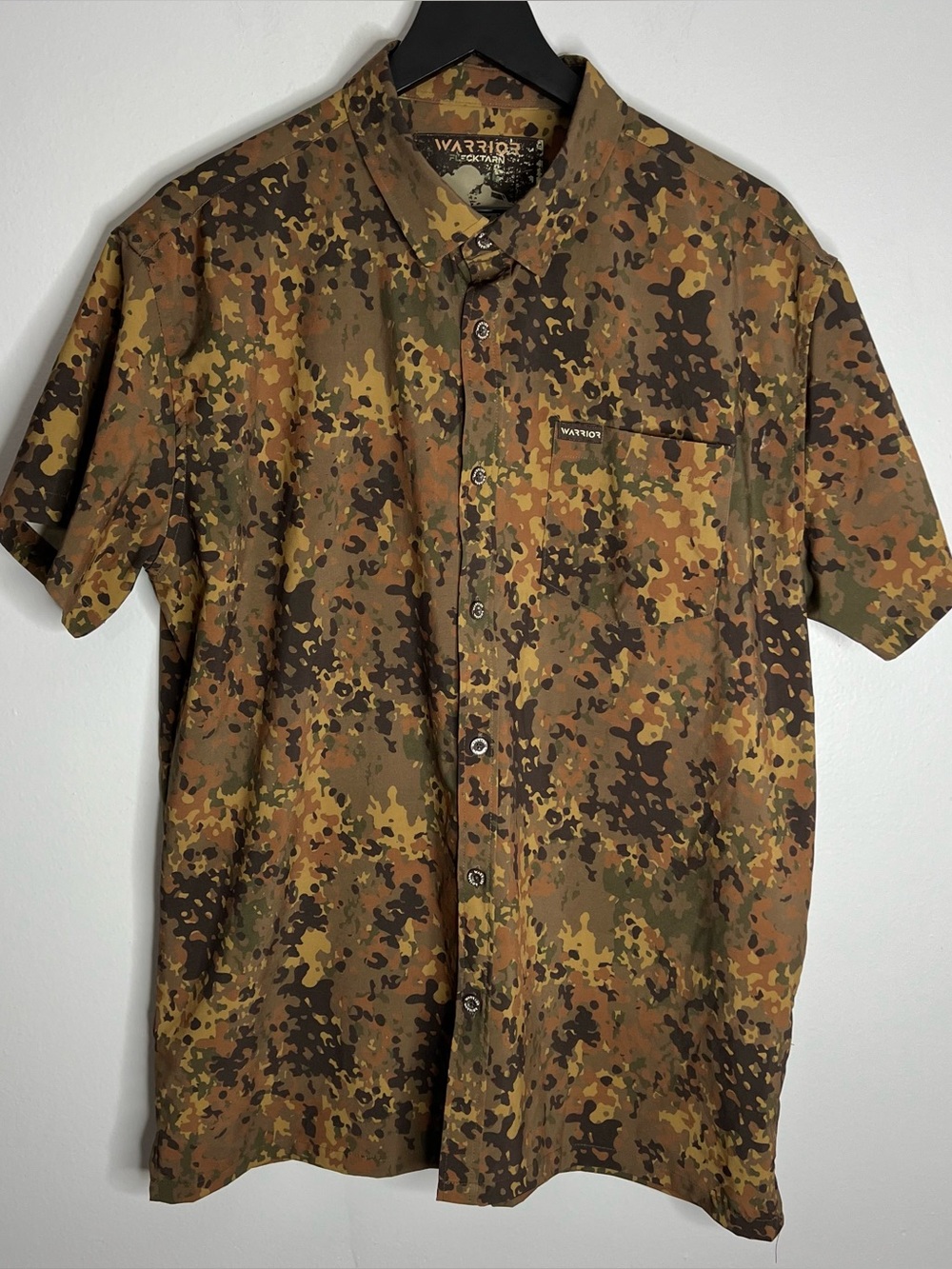 Warrior Co. Flecktarn SS Button Down Shirt Mens XL German Camo Tactical Brown